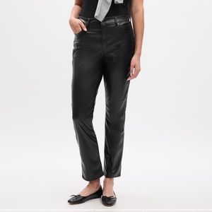 High-Rise Faux Leather Straight Pants